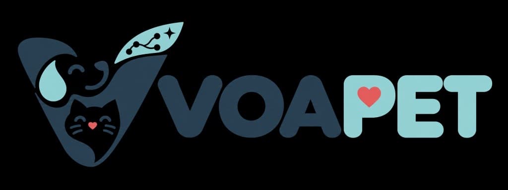 Nova identidade visual VoaPet, produto da Veler: emblema em V com pets e wordmark VOAPET